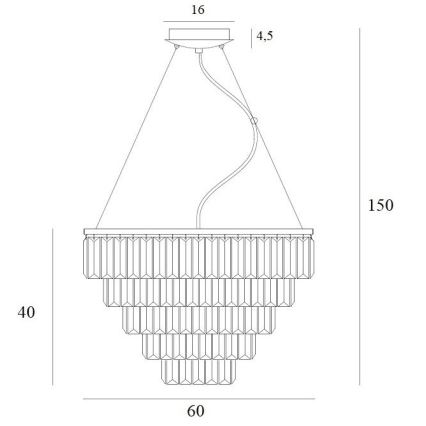 MAXLIGHT P0424 - Κρεμαστό φωτιστικό οροφής MONACO 15xG9/40W/230V διάμετρος 60 cm χρυσό