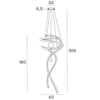 MAXLIGHT P0427D - Led Dimmable κρεμαστό φωτιστικό οροφής RITZ LED/100W/230V διάμετρος 60 cm CRI 90 χρυσό