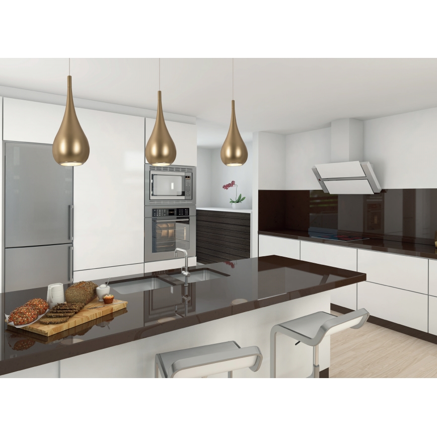 MAXLIGHT P0436 - Κρεμαστό φωτιστικό οροφής DROP 1xE27/40W/230V διάμετρος 20 cm χρυσό