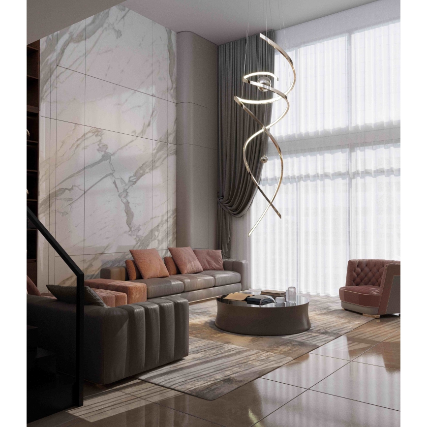 MAXLIGHT P0482D - Led Dimmable κρεμαστό φωτιστικό οροφής RITZ LED/100W/230V διάμετρος 60 cm CRI 90 γυαλιστερό χρώμιο