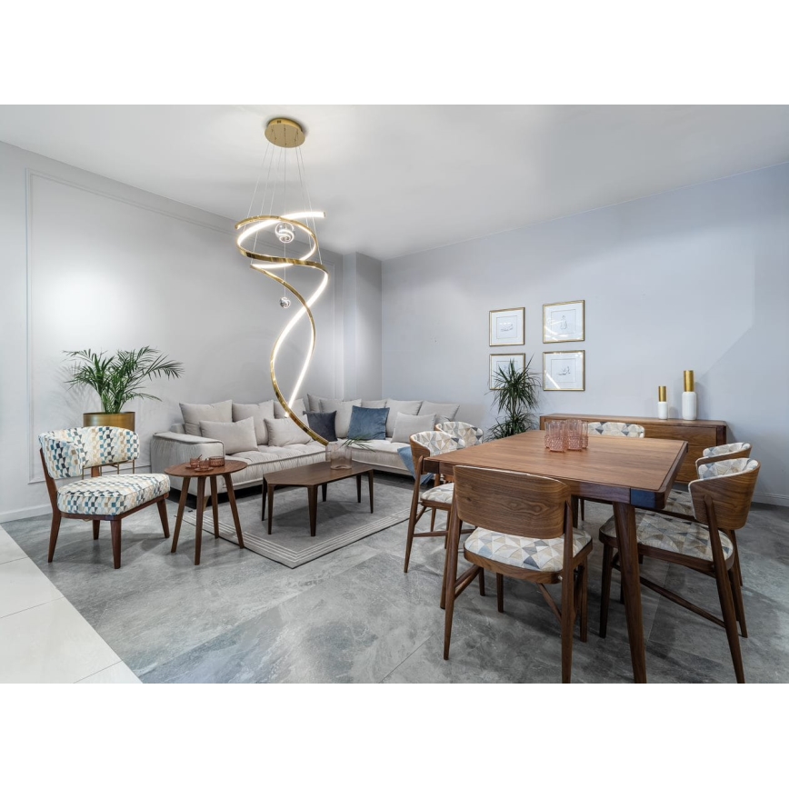MAXLIGHT P0483D - Led Dimmable κρεμαστό φωτιστικό οροφής RITZ LED/100W/230V διάμετρος 60 cm CRI 90 ορείχαλκος