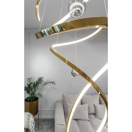 MAXLIGHT P0483D - Led Dimmable κρεμαστό φωτιστικό οροφής RITZ LED/100W/230V διάμετρος 60 cm CRI 90 ορείχαλκος