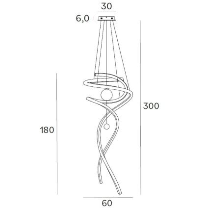 MAXLIGHT P0500D - Led Dimmable κρεμαστό φωτιστικό οροφής RITZ LED/100W/230V διάμετρος 60 cm CRI 90 μαύρο