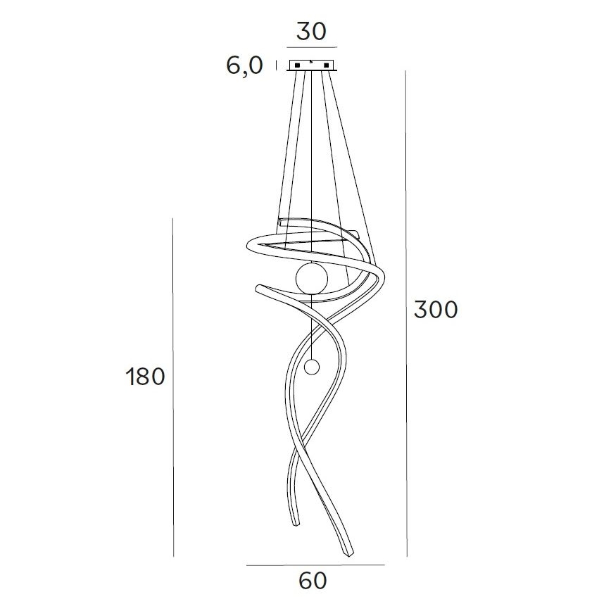 MAXLIGHT P0500D - Led Dimmable κρεμαστό φωτιστικό οροφής RITZ LED/100W/230V διάμετρος 60 cm CRI 90 μαύρο