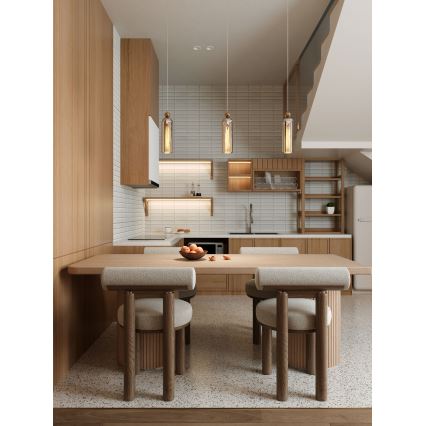 MAXLIGHT P0510 - Κρεμαστό φωτιστικό οροφής CAMPANILA 1xE27/40W/230V διάμετρος 10 cm ορείχαλκος/μπεζ