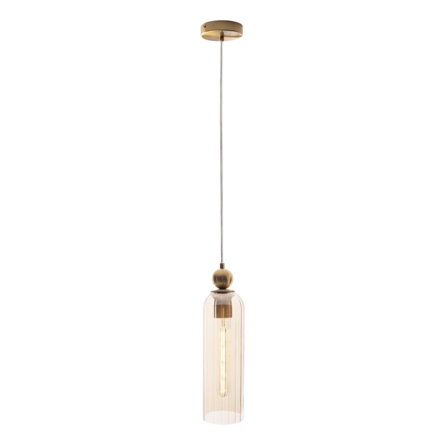 MAXLIGHT P0510 - Κρεμαστό φωτιστικό οροφής CAMPANILA 1xE27/40W/230V διάμετρος 10 cm ορείχαλκος/μπεζ