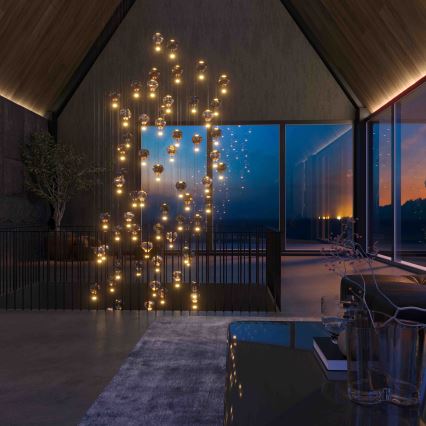 MAXLIGHT P0526D - Led Dimmable κρεμαστό φωτιστικό οροφής PALLONCINI 11xLED/6W/230V διάμετρος 45 cm διαφανές/μπεζ/φιμέ