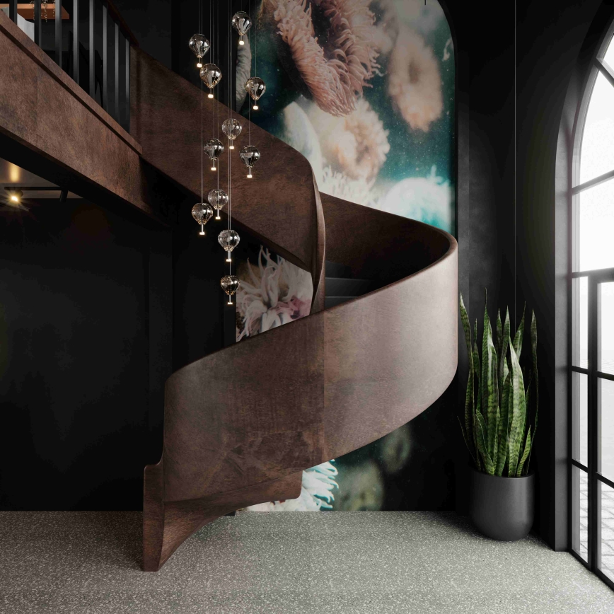 MAXLIGHT P0526D - Led Dimmable κρεμαστό φωτιστικό οροφής PALLONCINI 11xLED/6W/230V διάμετρος 45 cm διαφανές/μπεζ/φιμέ