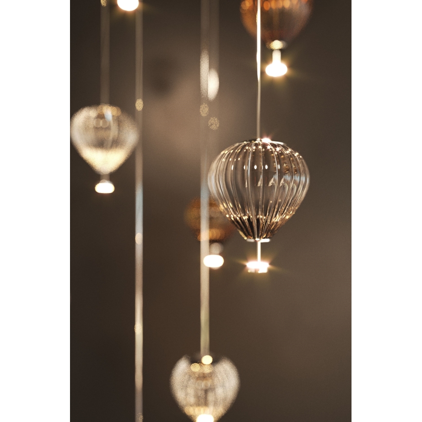 MAXLIGHT P0526D - Led Dimmable κρεμαστό φωτιστικό οροφής PALLONCINI 11xLED/6W/230V διάμετρος 45 cm διαφανές/μπεζ/φιμέ