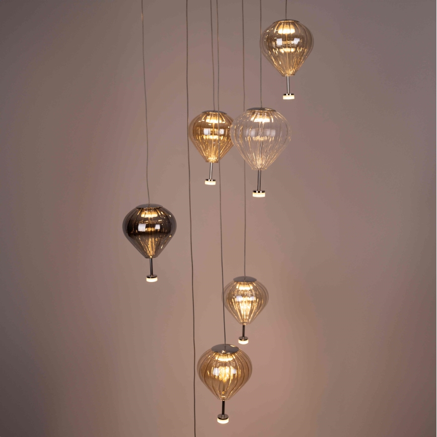 MAXLIGHT P0526D - Led Dimmable κρεμαστό φωτιστικό οροφής PALLONCINI 11xLED/6W/230V διάμετρος 45 cm διαφανές/μπεζ/φιμέ