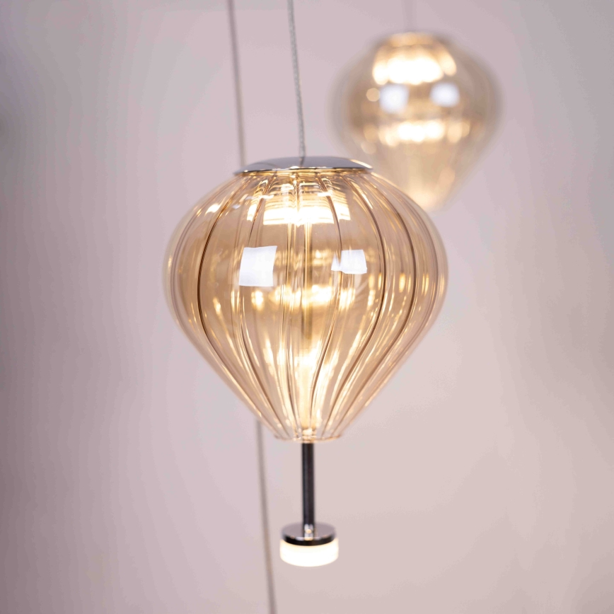 MAXLIGHT P0526D - Led Dimmable κρεμαστό φωτιστικό οροφής PALLONCINI 11xLED/6W/230V διάμετρος 45 cm διαφανές/μπεζ/φιμέ