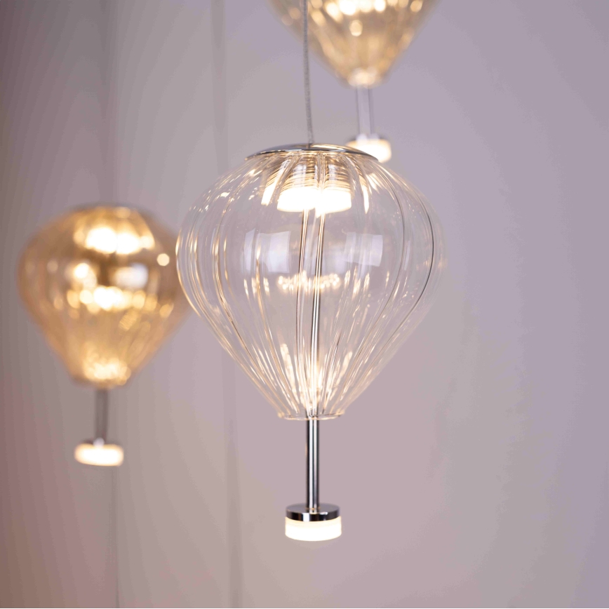 MAXLIGHT P0526D - Led Dimmable κρεμαστό φωτιστικό οροφής PALLONCINI 11xLED/6W/230V διάμετρος 45 cm διαφανές/μπεζ/φιμέ