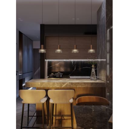 MAXLIGHT P0530 -  Κρεμαστό φωτιστικό οροφής LED SIGNATURE LED/8W/230V διάμετρος 15 cm ορείχαλκος/διαφανή