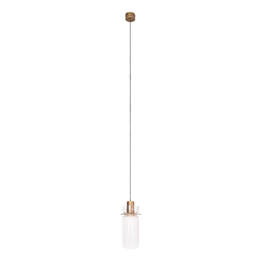 MAXLIGHT P0531 -  Κρεμαστό φωτιστικό οροφής LED SIGNATURE LED/8W/230V διάμετρος 15 cm ορείχαλκος/διαφανή