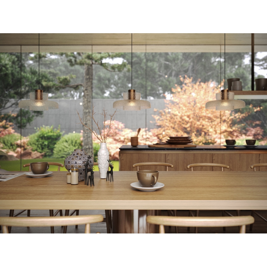 MAXLIGHT P0532 -  Κρεμαστό φωτιστικό οροφής LED SIGNATURE LED/8W/230V διάμετρος 22 cm ορείχαλκος/διαφανή
