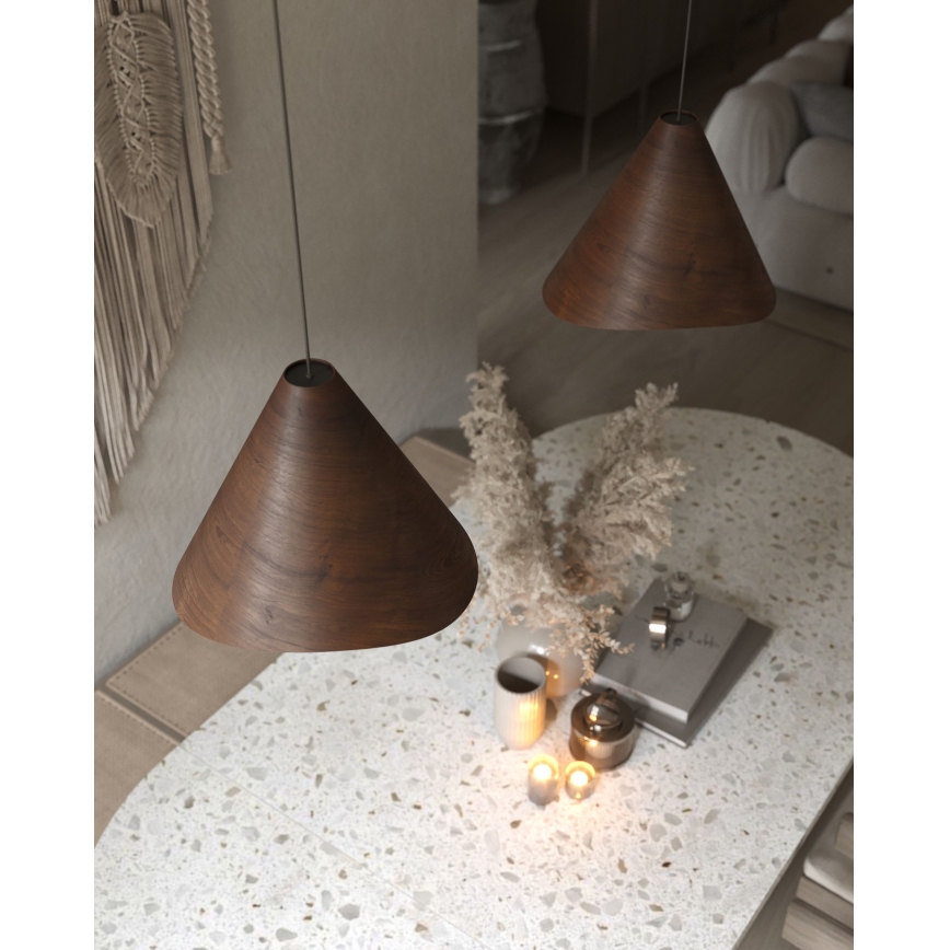 MAXLIGHT P0548 - Κρεμαστό φωτιστικό οροφής SAKURA 1xE27/60W/230V διάμετρος 33,5 cm καρυδιά