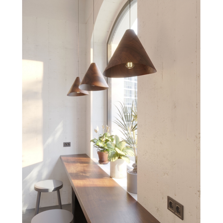 MAXLIGHT P0548 - Κρεμαστό φωτιστικό οροφής SAKURA 1xE27/60W/230V διάμετρος 33,5 cm καρυδιά