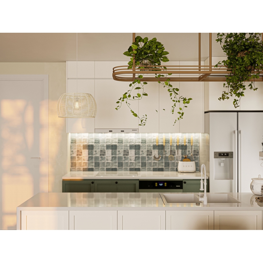 MAXLIGHT P0583 - Κρεμαστό φωτιστικό οροφής PRASLIN 1xE27/15W/230V διάμετρος 39 cm μπεζ