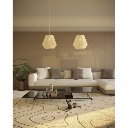 MAXLIGHT P0584 - Κρεμαστό φωτιστικό οροφής PRASLIN 1xE27/15W/230V διάμετρος 44 cm μπεζ