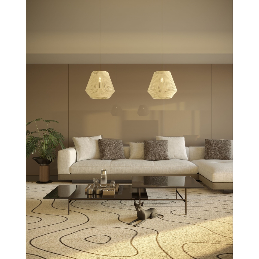 MAXLIGHT P0584 - Κρεμαστό φωτιστικό οροφής PRASLIN 1xE27/15W/230V διάμετρος 44 cm μπεζ