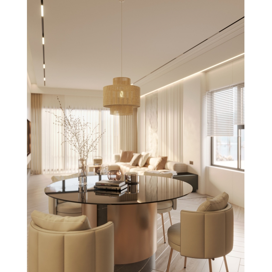 MAXLIGHT P0586 - Κρεμαστό φωτιστικό οροφής LABRIZ 1xE27/15W/230V διάμετρος 35 cm μπεζ