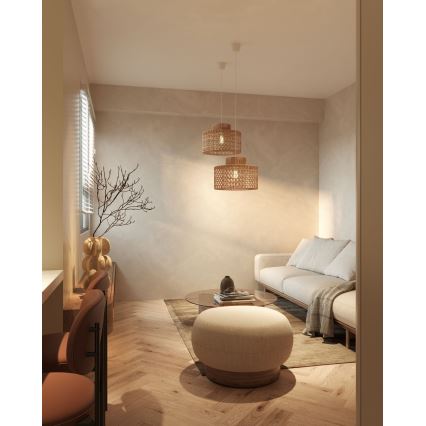 MAXLIGHT P0587 - Κρεμαστό φωτιστικό οροφής RAFFLE 1xE27/15W/230V διάμετρος 40 cm καφέ