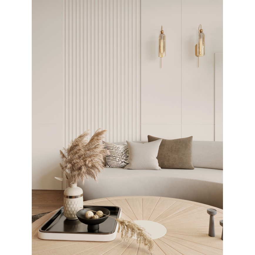 MAXLIGHT W0332 - Λάμπα τοίχου CAMPANILA 1xE27/40W/230V ορείχαλκος/μπεζ