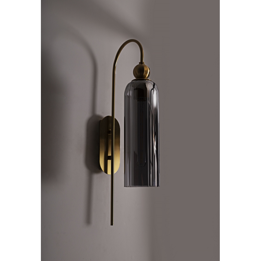 MAXLIGHT W0333 - Λάμπα τοίχου CAMPANILA 1xE27/40W/230V ορείχαλκος/γκρι