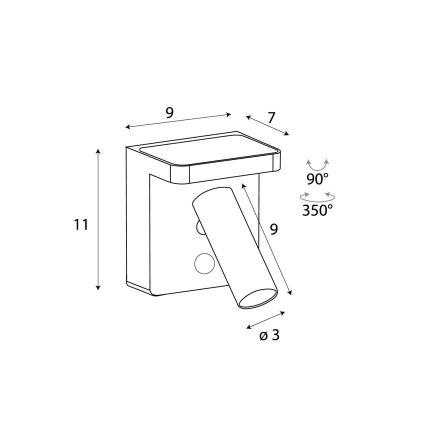 MAXLIGHT W0373 - Φωτιστικό σποτ τοίχου LED με ασύρματη φόρτιση LOFER LED/7W/230V λευκό