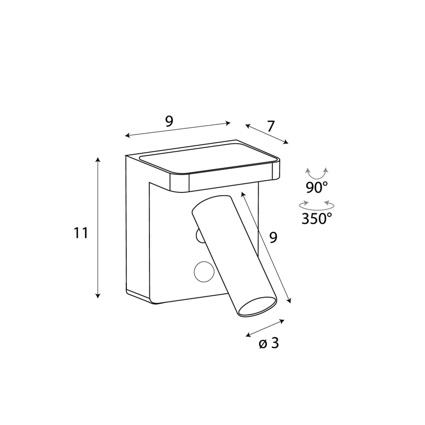 MAXLIGHT W0374 - Φωτιστικό σποτ τοίχου LED με ασύρματη φόρτιση LOFER LED/7W/230V μαύρο