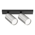 Maytoni C051CL-U-02BS - Φωτιστικό σποτ FOCUS 2xGU10/10W/230V ματ χρώμιο/μαύρο