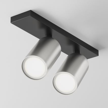 Maytoni C051CL-U-02BS - Φωτιστικό σποτ FOCUS 2xGU10/10W/230V ματ χρώμιο/μαύρο