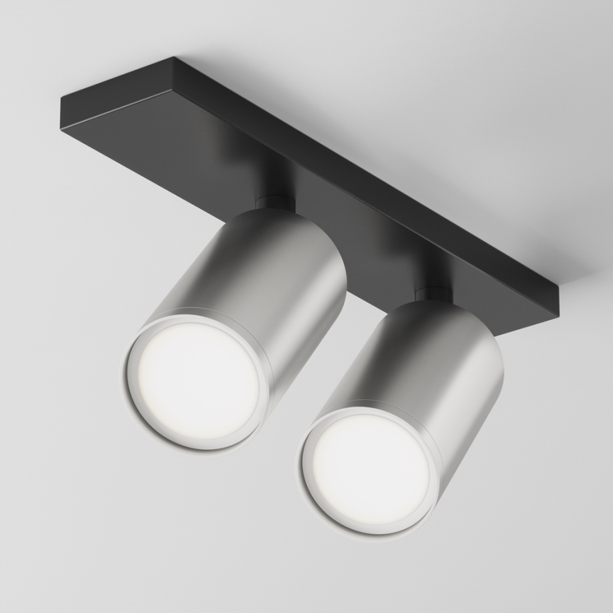 Maytoni C051CL-U-02BS - Φωτιστικό σποτ FOCUS 2xGU10/10W/230V ματ χρώμιο/μαύρο