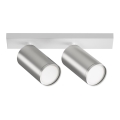 Maytoni C051CL-U-2WS - Φωτιστικό σποτ FOCUS 2xGU10/10W/230V ματ χρώμιο/λευκό