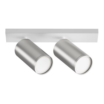 Maytoni C051CL-U-2WS - Φωτιστικό σποτ FOCUS 2xGU10/10W/230V ματ χρώμιο/λευκό