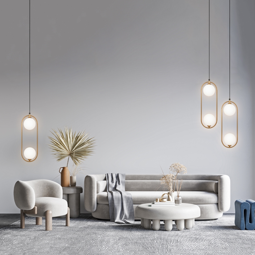Maytoni MOD013PL-02BS1 - Πολύφωτο με συρματόσχοινο RING 2xG9/25W/230V ορείχαλκος