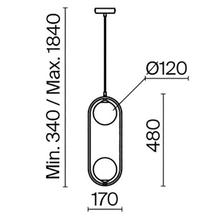 Maytoni MOD013PL-02BS1 - Πολύφωτο με συρματόσχοινο RING 2xG9/25W/230V ορείχαλκος