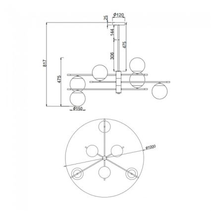 Maytoni MOD048PL-06G - Κρεμαστό φωτιστικό NOSTALGIA 6xE14/40W/230V