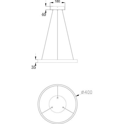 Maytoni MOD058PL-L22B3K -  Κρεμαστό φωτιστικό οροφής LED RIM LED/25W/230V 3000K διάμετρος 40 cm μαύρο