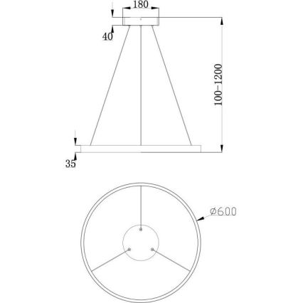 Maytoni MOD058PL-L32B3K -  Κρεμαστό φωτιστικό οροφής LED RIM LED/37W/230V 3000K διάμετρος 60 cm μαύρο