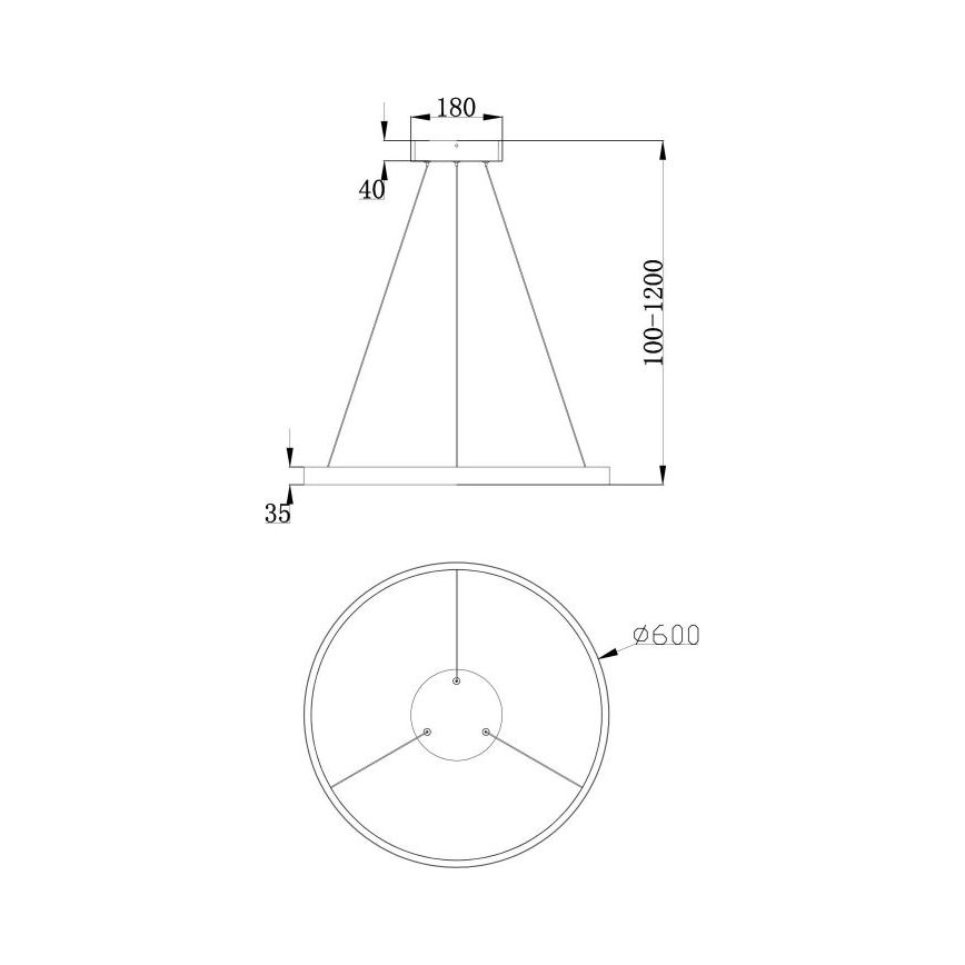 Maytoni MOD058PL-L32B3K -  Κρεμαστό φωτιστικό οροφής LED RIM LED/37W/230V 3000K διάμετρος 60 cm μαύρο