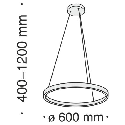 MOD058PL-L32B4K -  Κρεμαστό φωτιστικό οροφής LED RIM LED/37W/230V 4000K διάμετρος 60 cm μαύρο
