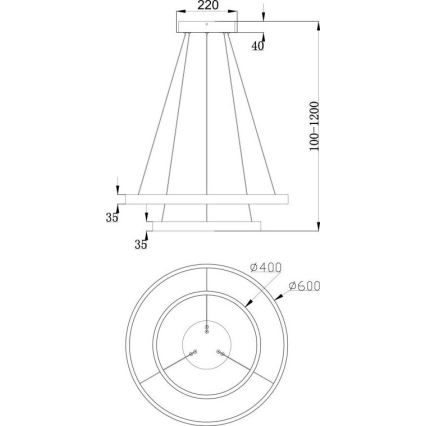 Maytoni MOD058PL-L55B3K -  Κρεμαστό φωτιστικό οροφής LED RIM LED/61W/230V 3000K διάμετρος 60 cm μαύρο