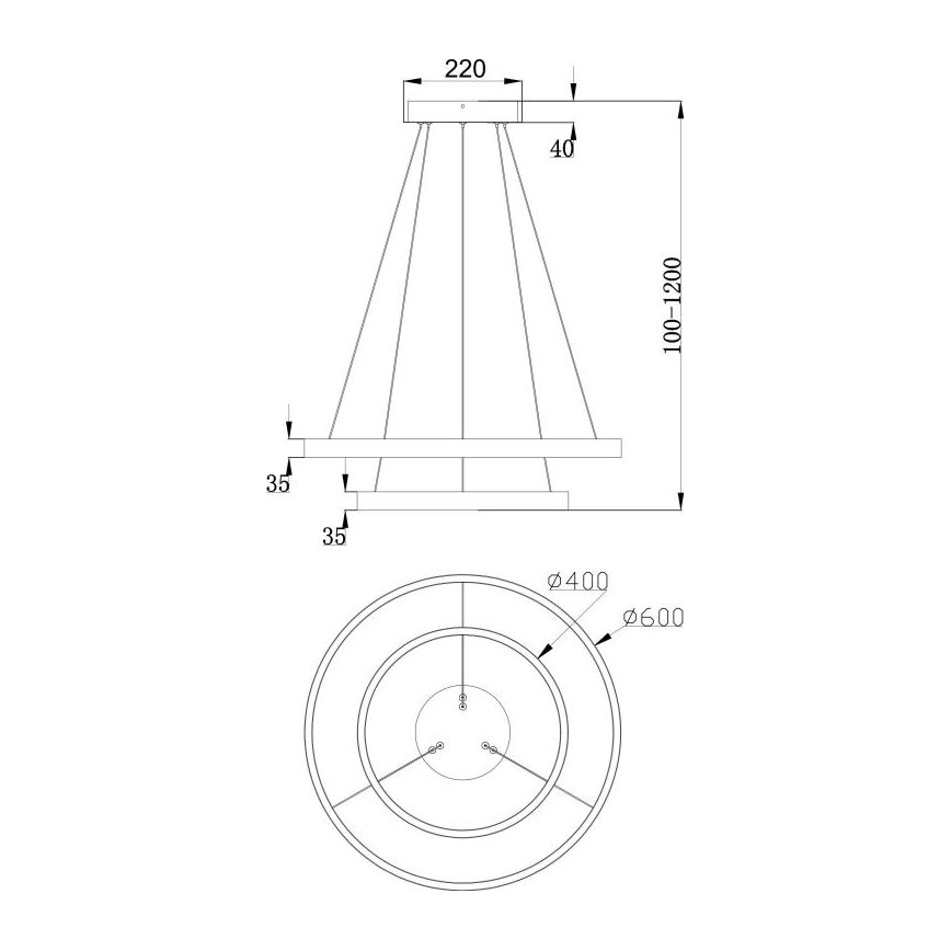 Maytoni MOD058PL-L55B3K -  Κρεμαστό φωτιστικό οροφής LED RIM LED/61W/230V 3000K διάμετρος 60 cm μαύρο
