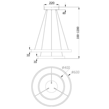 Maytoni MOD058PL-L55BS3K -  Κρεμαστό φωτιστικό οροφής LED RIM LED/61W/230V 3000K διάμετρος 60 cm χρυσό