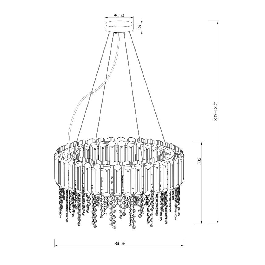 Maytoni MOD097PL-08CH - Κρεμαστό φωτιστικό οροφής HAIL 8xE14/40W/230V διάμετρος 60,5 cm γυαλιστερό χρώμιο