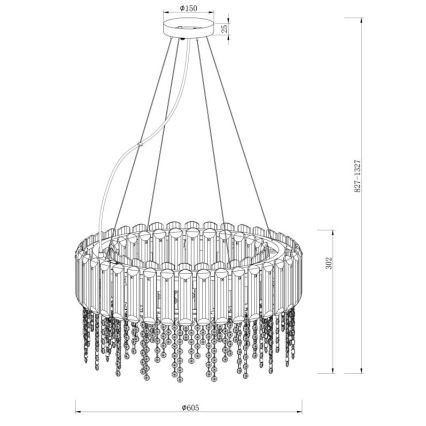 Maytoni MOD097PL-08CH - Κρεμαστό φωτιστικό οροφής HAIL 8xE14/40W/230V διάμετρος 60,5 cm γυαλιστερό χρώμιο