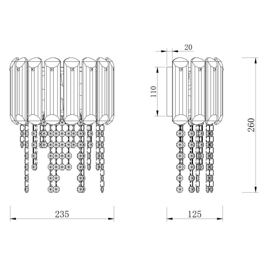 Maytoni MOD097WL-02CH - Φωτιστικό τοίχου HAIL 2xE14/40W/230V γυαλιστερό χρώμιο