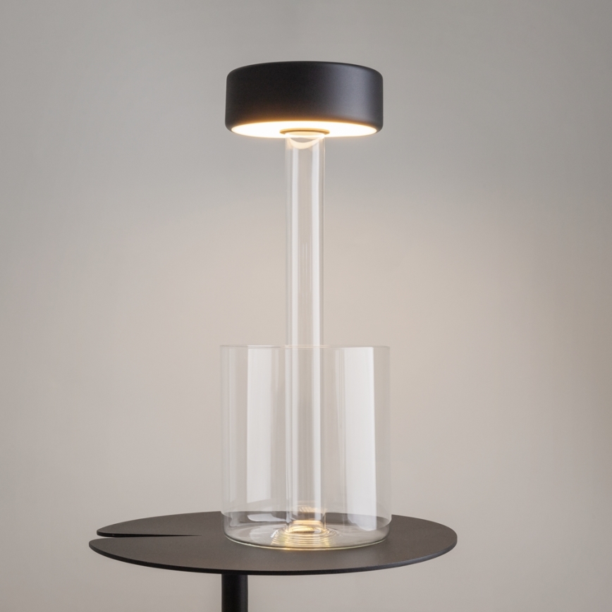 Maytoni MOD229TL-L3B3K1 - LED Dimming επαναφορτιζόμενο φορητό Επιτραπέζιο φωτιστικό LED/3W/5V 2200-4000K μαύρο/διαφανή
