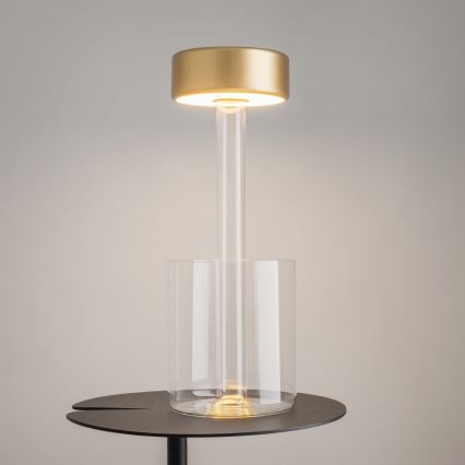 Maytoni MOD229TL-L3G3K1 - LED Dimming επαναφορτιζόμενο φορητό Επιτραπέζιο φωτιστικό LED/3W/5V 2200-4000K χρυσό/διαφανή